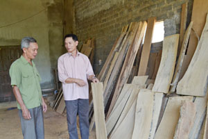Ông Bùi Văn Lu  (bên phải), hội viên NCT  ở xóm Đồi, xã Đa Phúc  (Yên Thủy) tiêu biểu  trong phát triển kinh tế.